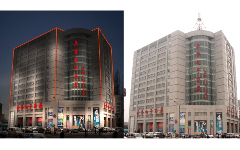 豪魯電子商廈發光標識，壓克力發光大字